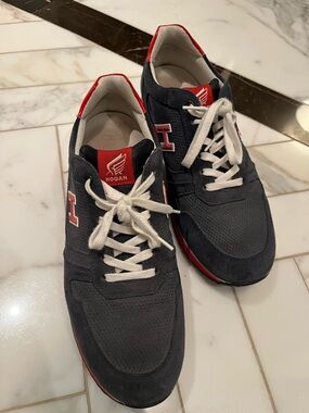Hogan Navy Suede Sneakers with Red Accents